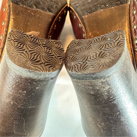 Dansko Rae Chestnut Brown Leather Studded Clogs Chunky Boho Sz 39 EU 8.5/9 US - Picture 10 of 15
